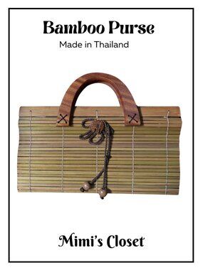 HANDMADE BAMBOO PURSE with wooden Handles made in Thailand